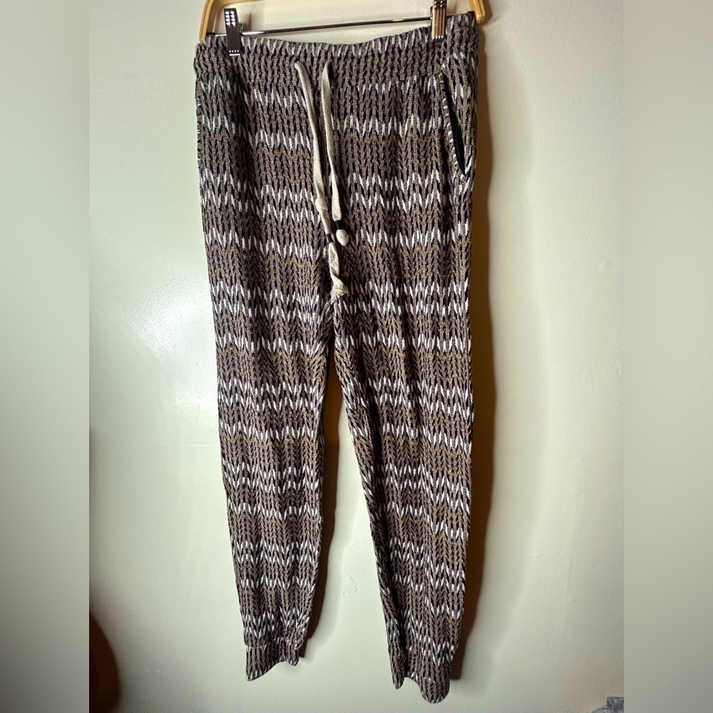 Saturday Sunday Anthropologie Mary Jacquard Joggers Boho Drawstring